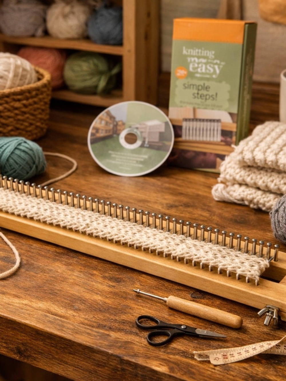 KB 28" Wooden Knitting Loom • Metal Pegs • Craft Board Afghans, Rugs & Blankets